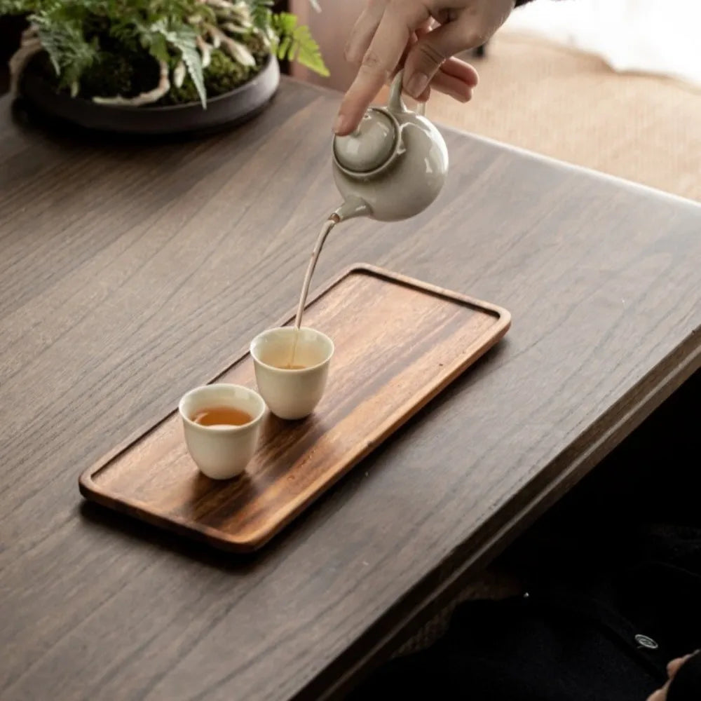 Narrow Rectangular Wooden Tray, view 6