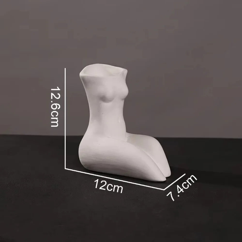 Ceramic Torso Vase, Kneeling style, 12.6 cm