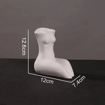 Ceramic Torso Vase, Kneeling style, 12.6 cm