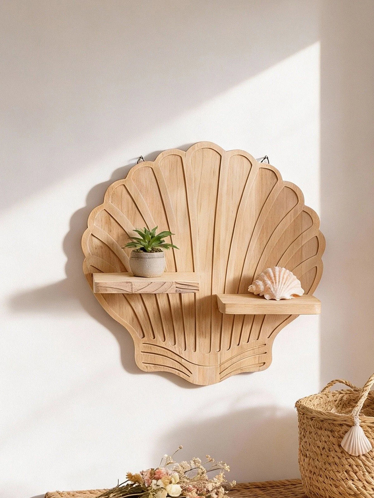 Seashell Wooden Wall Shelf, view 2