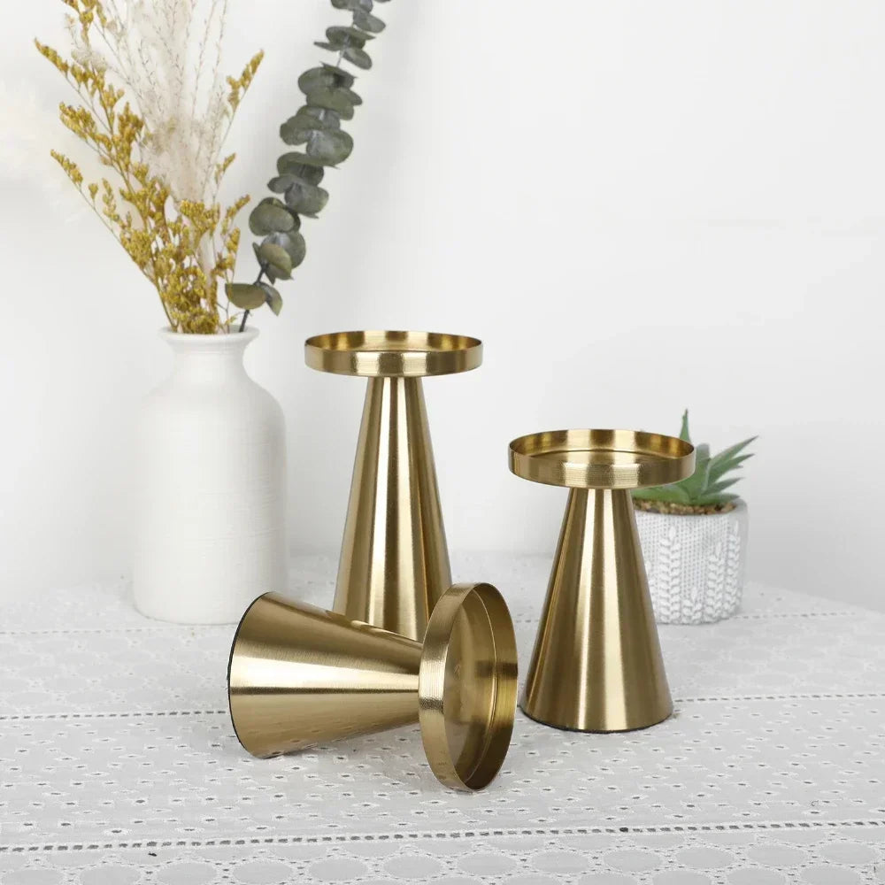 Gold-Tone Cone Candle Holders, view 2