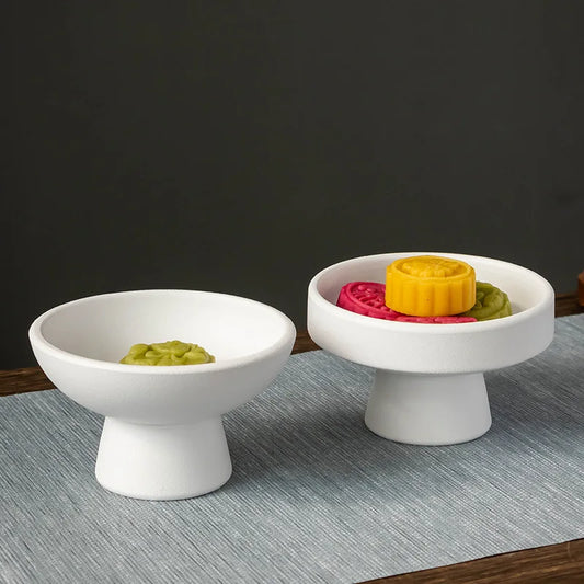 Ceramic Footed Bowl in Matt White, Round Body on a Flared Pedestal, 13 cm (5.1 in) Wide, 7.7 cm (3 in) High