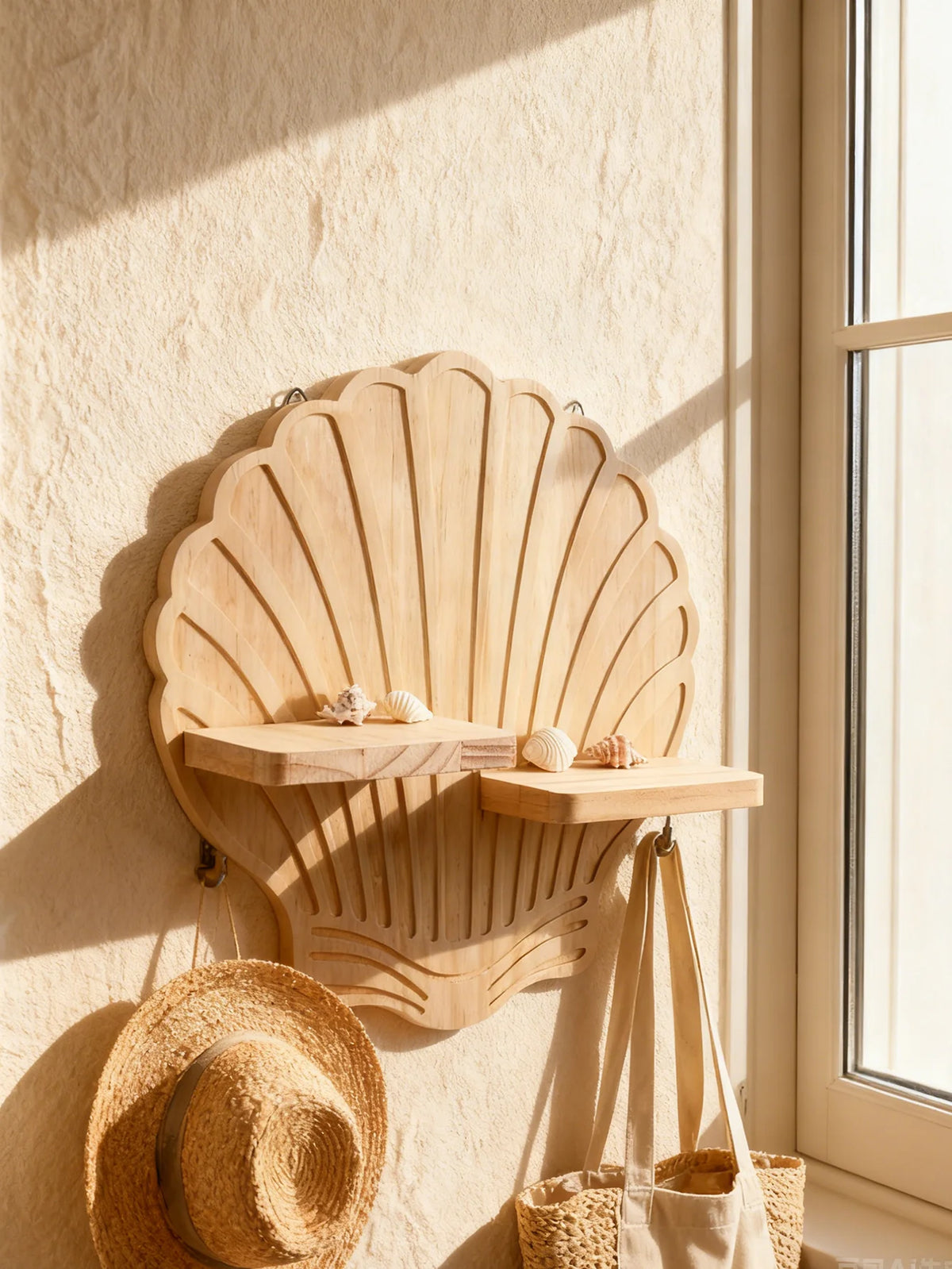 Seashell Wooden Wall Shelf, view 6
