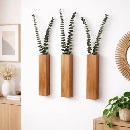 Wooden Wall Planter, Tall Rectangular Box with Sawtooth Hanger, Brown, 30 x 7 x 4 cm (11.8 x 2.8 x 1.6 in)