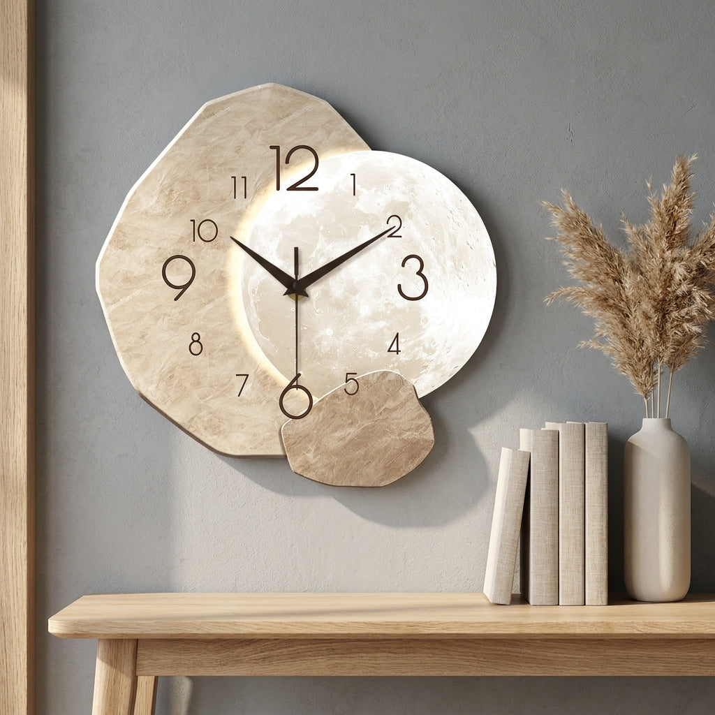 Wooden Moon Silent Wall Clock - styling