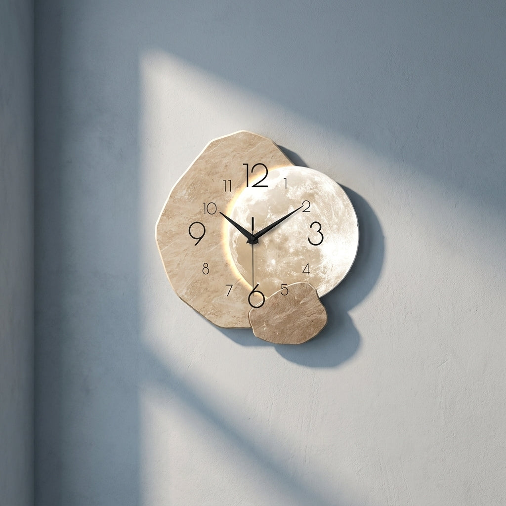 Wooden Moon Silent Wall Clock - atmosphere