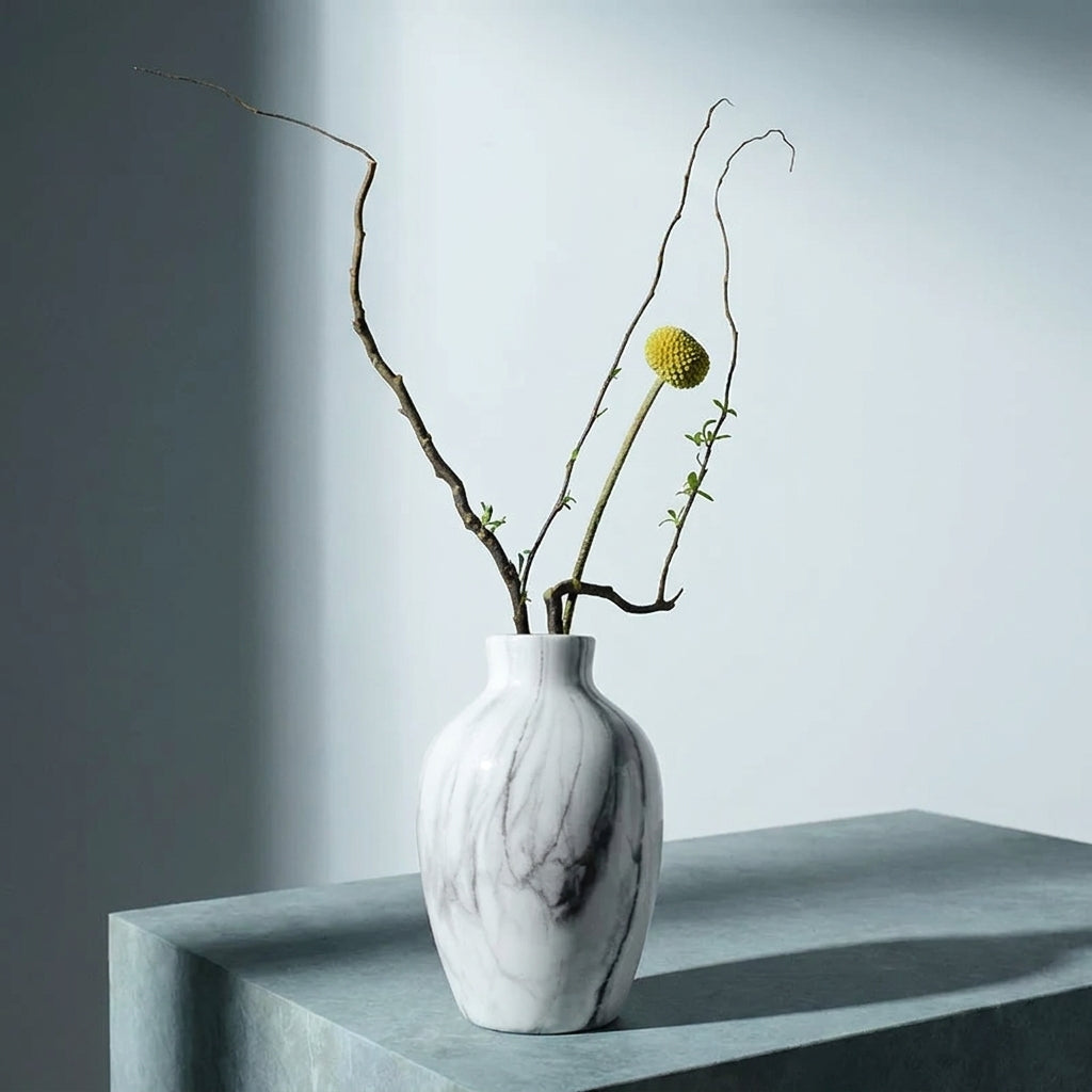 Nordic Ribbed Ceramic Vase - atmosphere