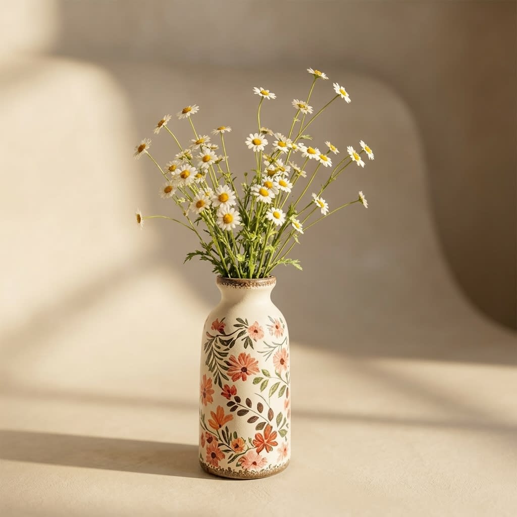 Nordic Ceramic Small Vase, Rustic Style, Single Piece Decor
