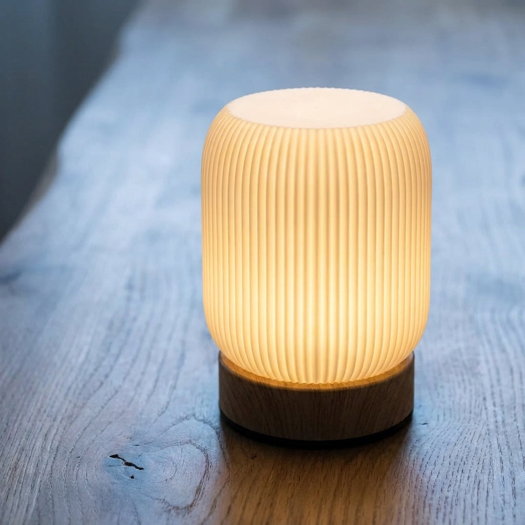 Wood Grain Touch Bedside Lamp