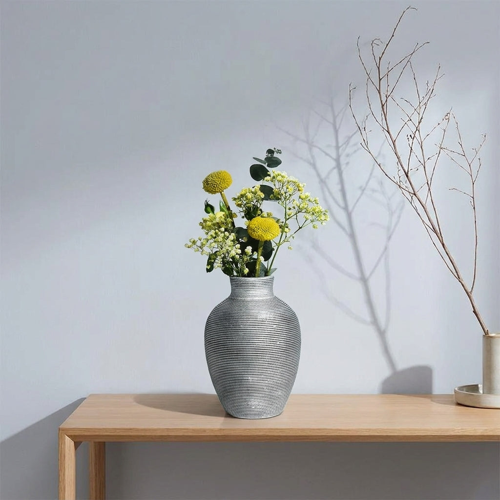 Nordic Ribbed Ceramic Vase