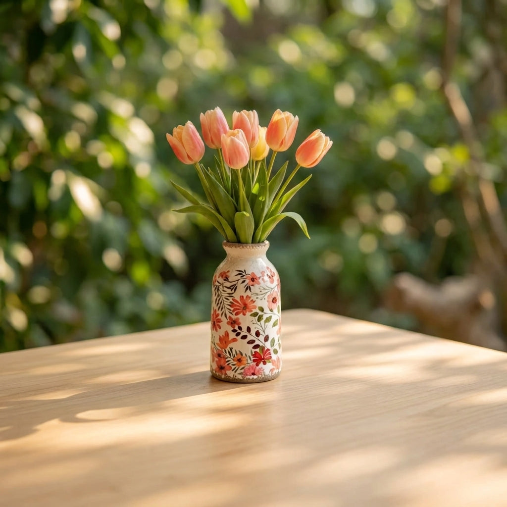Vintage Nordic Floral Ceramic Vase