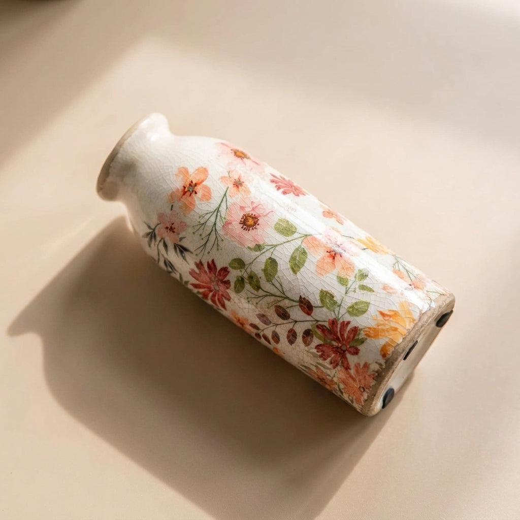 Vintage Nordic Floral Ceramic Vase - atmosphere