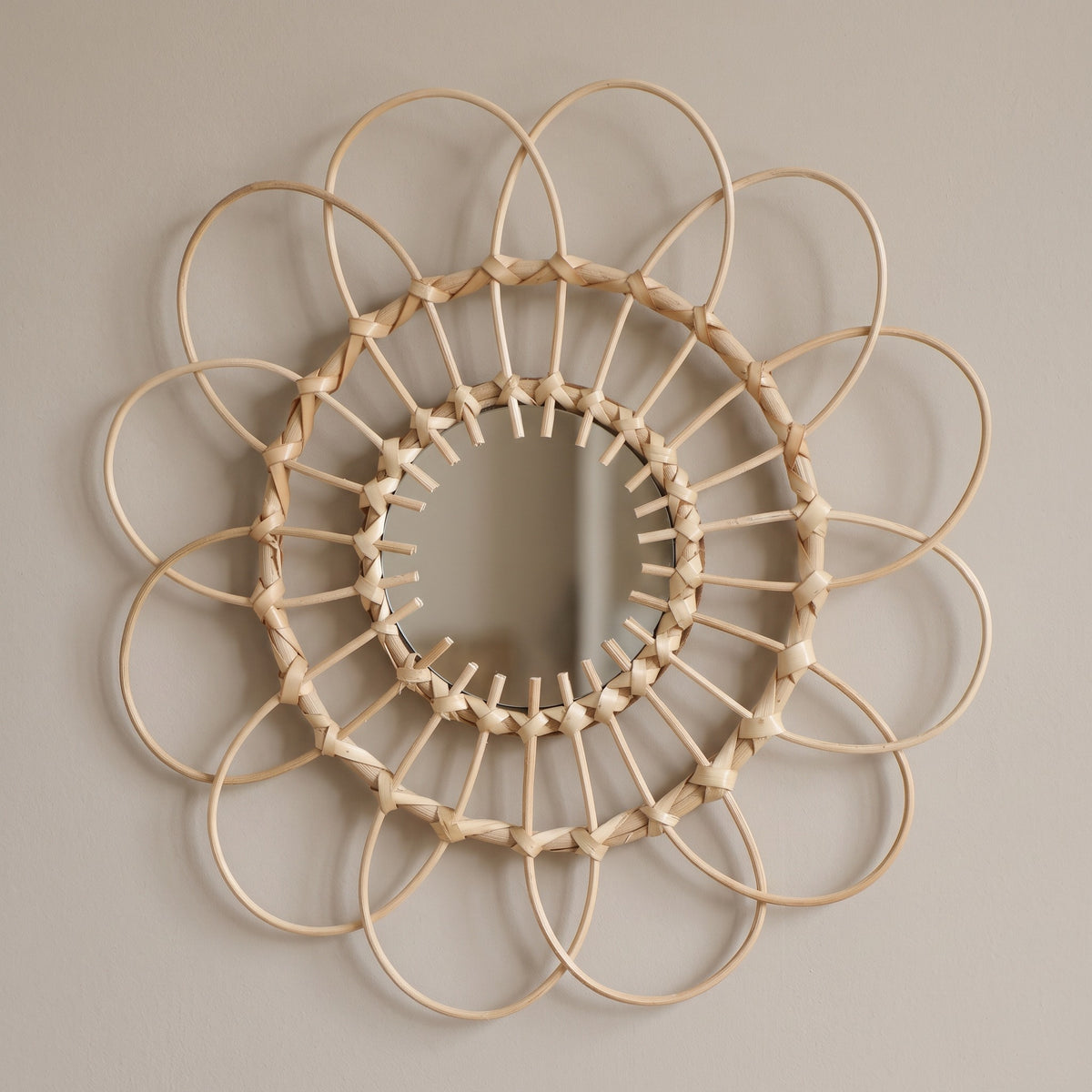 Bamboo Flower Wall Mirror, 32.5 cm