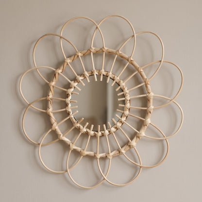 Bamboo Flower Wall Mirror, 32.5 cm