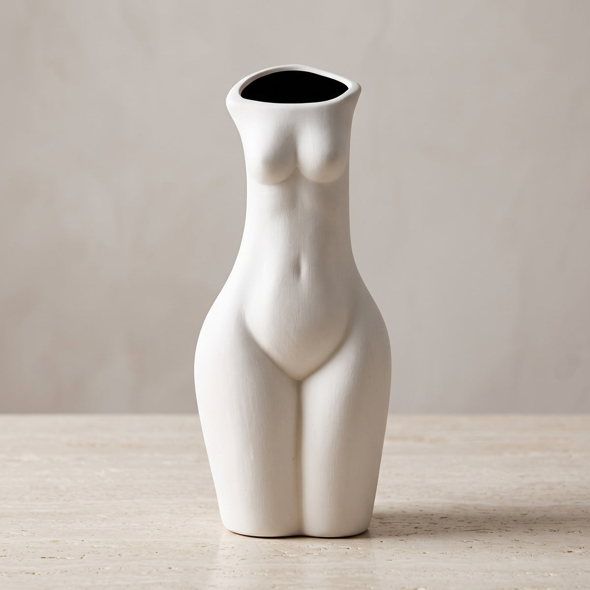 Ceramic Torso Vase, Matt White, Standing Style, 20 cm