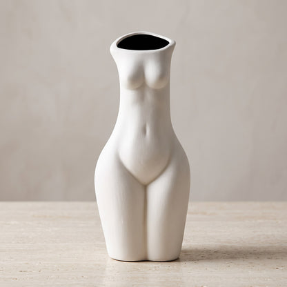 Ceramic Torso Vase, Matt White, Standing Style, 20 cm