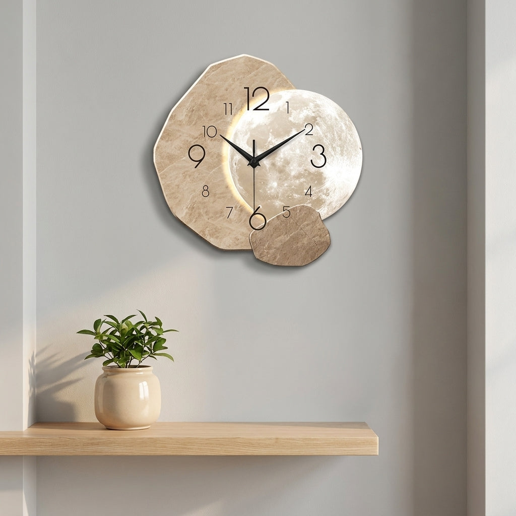 Wooden Moon Silent Wall Clock